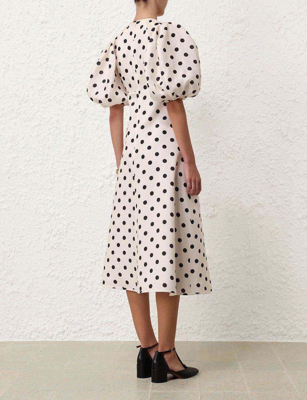 Zimmermann oc11z0825 Midi Day Dress in Cream/Black Size L / US 10 / IT 46 - 4 Thumbnail