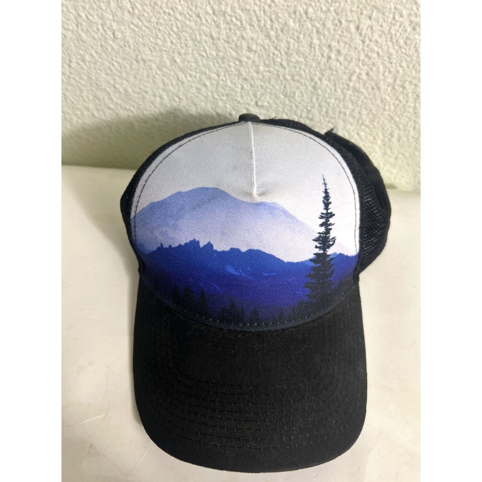 Vintage REI Trucker Hat Black Blue Mountain Forest Skyline Men One Size Size ONE SIZE - 6 Thumbnail