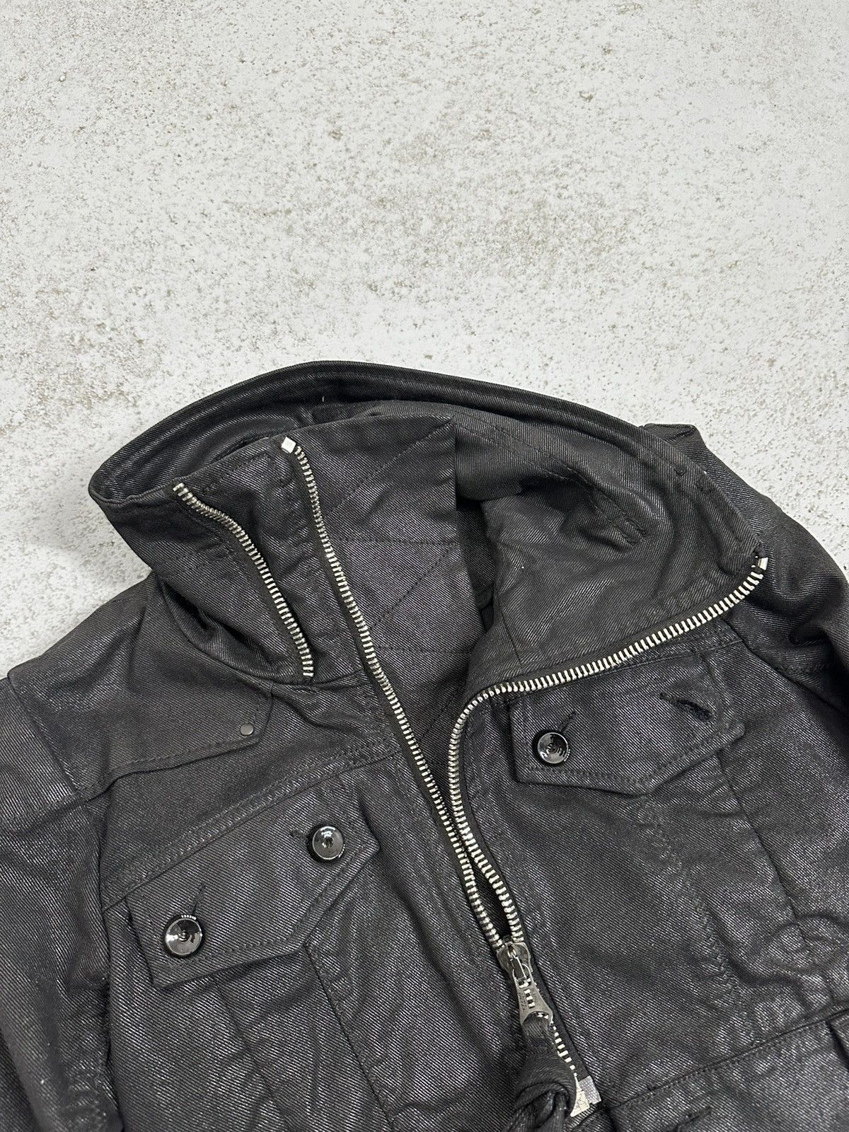 Diesel Vintage 00s Diesel Raw Denim Wide High Neck Jacket Size S / US 4 / IT 40 - 8 Thumbnail