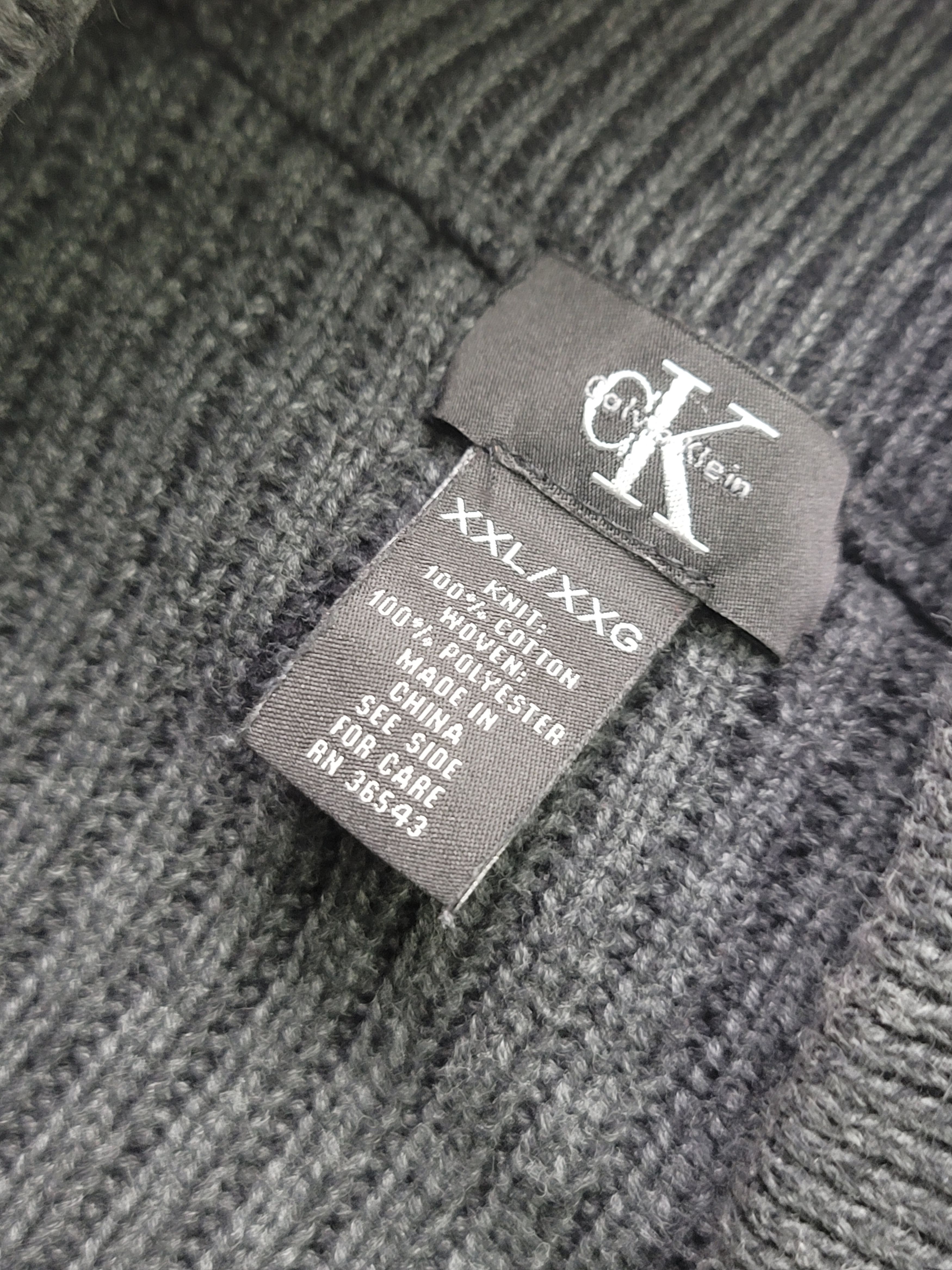 Calvin Klein Knit Zipper Cardigan Jacket Ribbed Grey & Black Size US XXL / EU 58 / 5 - 5 Thumbnail