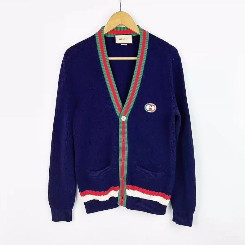 Gucci Gucci Dark blue long-sleeved knitted cardigan sweater 2501- Size US S / EU 44-46 / 1 - 1 Thumbnail