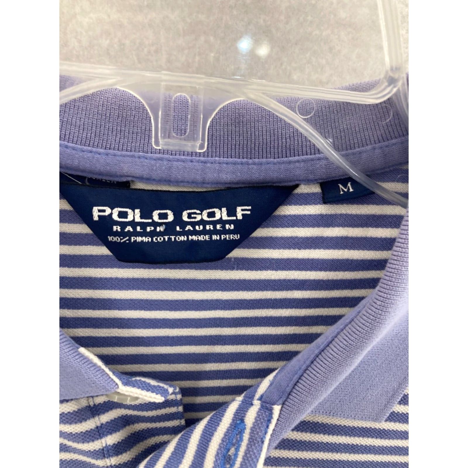 Ralph Lauren Polo Golf Shirt Mens Large Blue Striped Short Sleeve Embroidered Activewear Size US L / EU 52-54 / 3 - 5 Thumbnail