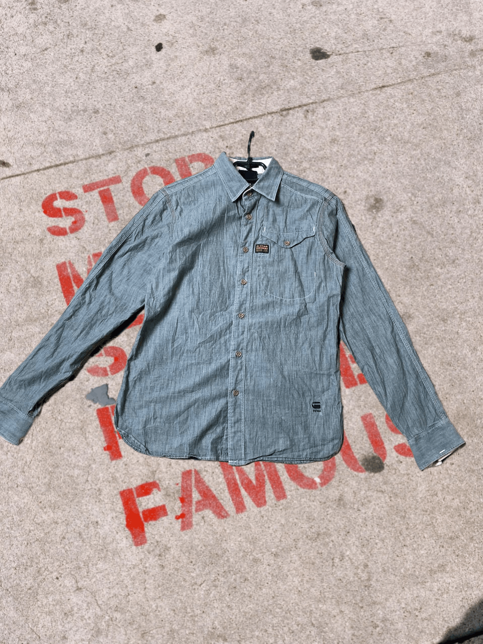 G-Star G-STAR Chambray Shirt Men's LARGE Fade Effect Button Fly Size US M / EU 48-50 / 2 - 1 Thumbnail