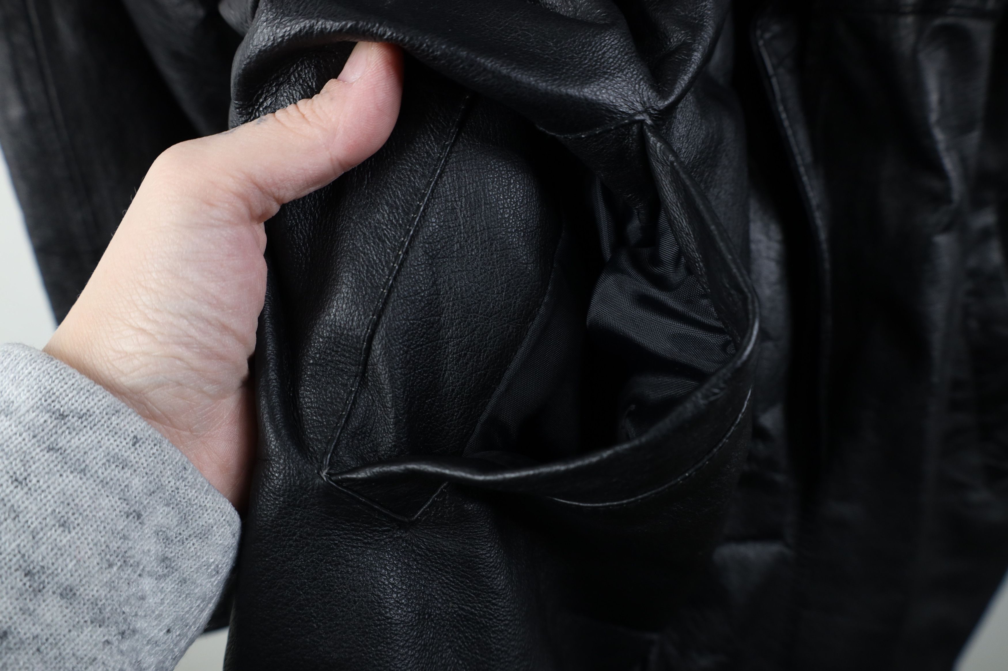Vintage Vintage 90s Streetwear Hooded Leather Duster Jacket Black Size L / US 10 / IT 46 - 6 Thumbnail