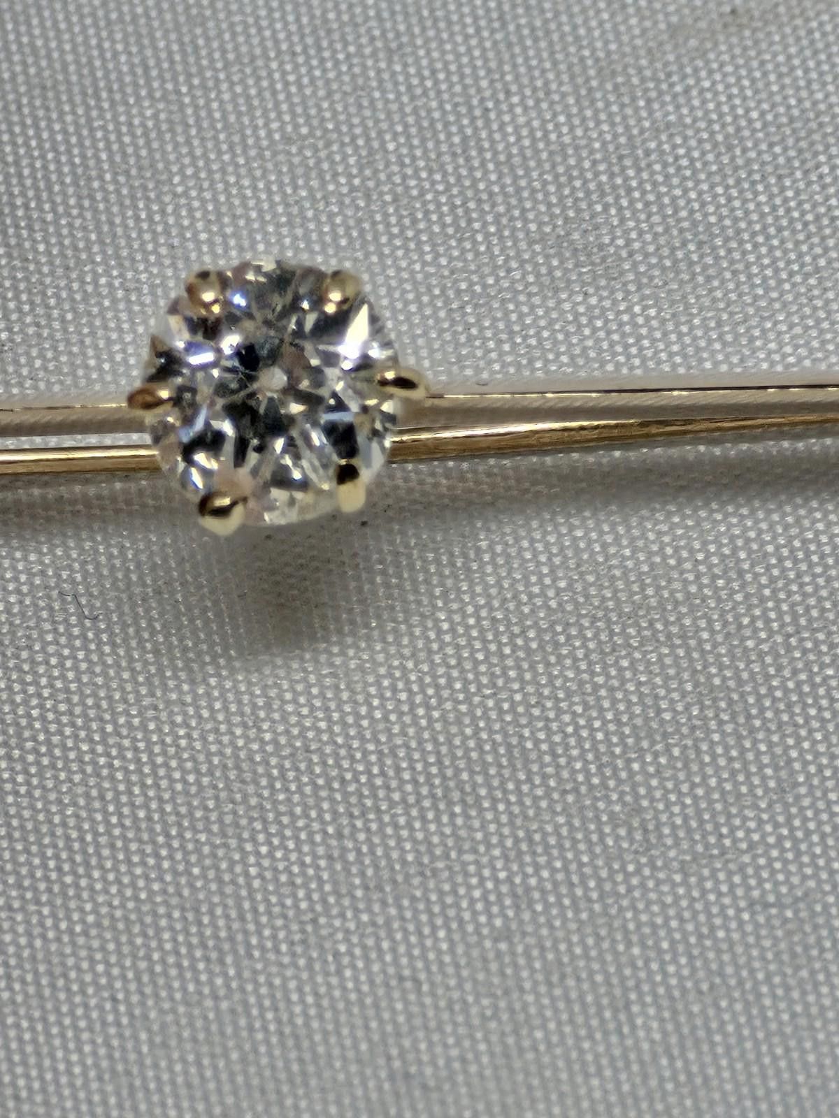 Antique Rivet ​Antique 14k Gold ~0.83ct Old European Diamond Bar Pin 2g Size ONE SIZE - 3 Thumbnail