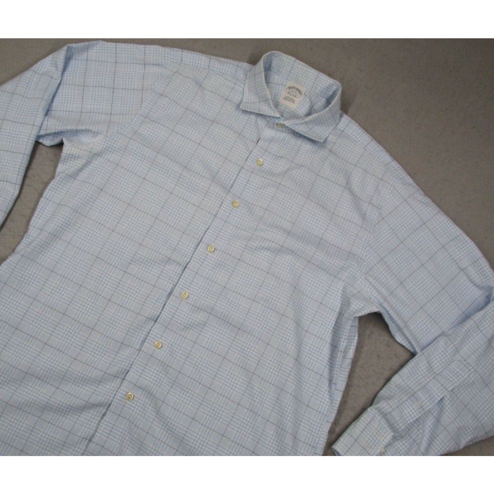 Brooks Brothers Brooks Brothers Dress Shirt Adult Large Blue Plaid Button Up Supima Cotton Non Iron Mens Size 34R - 2 Thumbnail