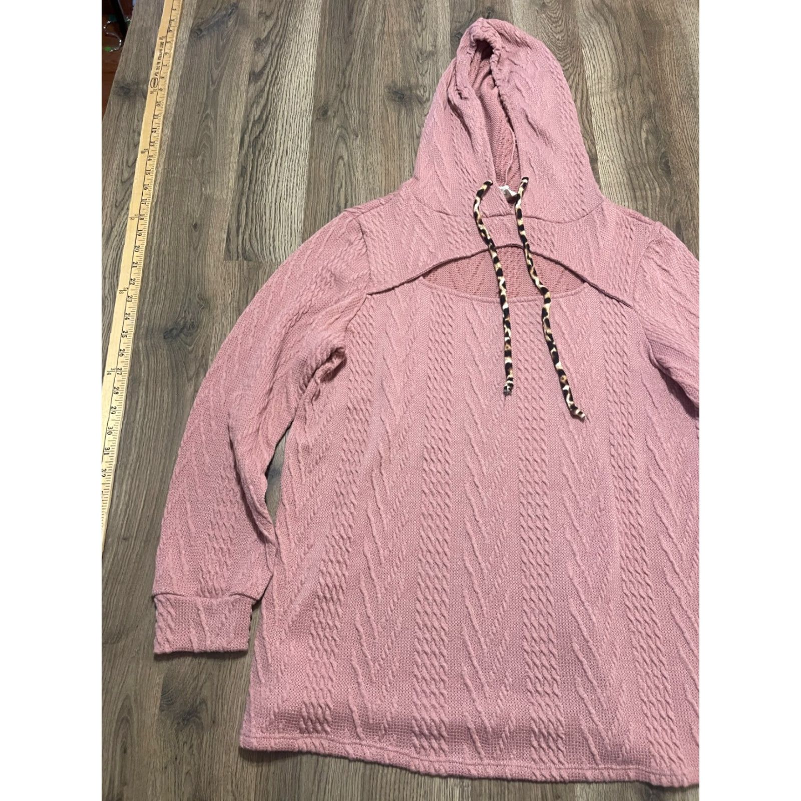 Vintage BIBI Hoodie Womens XL Pink Pullover Long Sleeve Front Cut Out Modern Casual VINTAGE? No (assume No) Size XL / US 12-14 / IT 48-50 - 3 Thumbnail