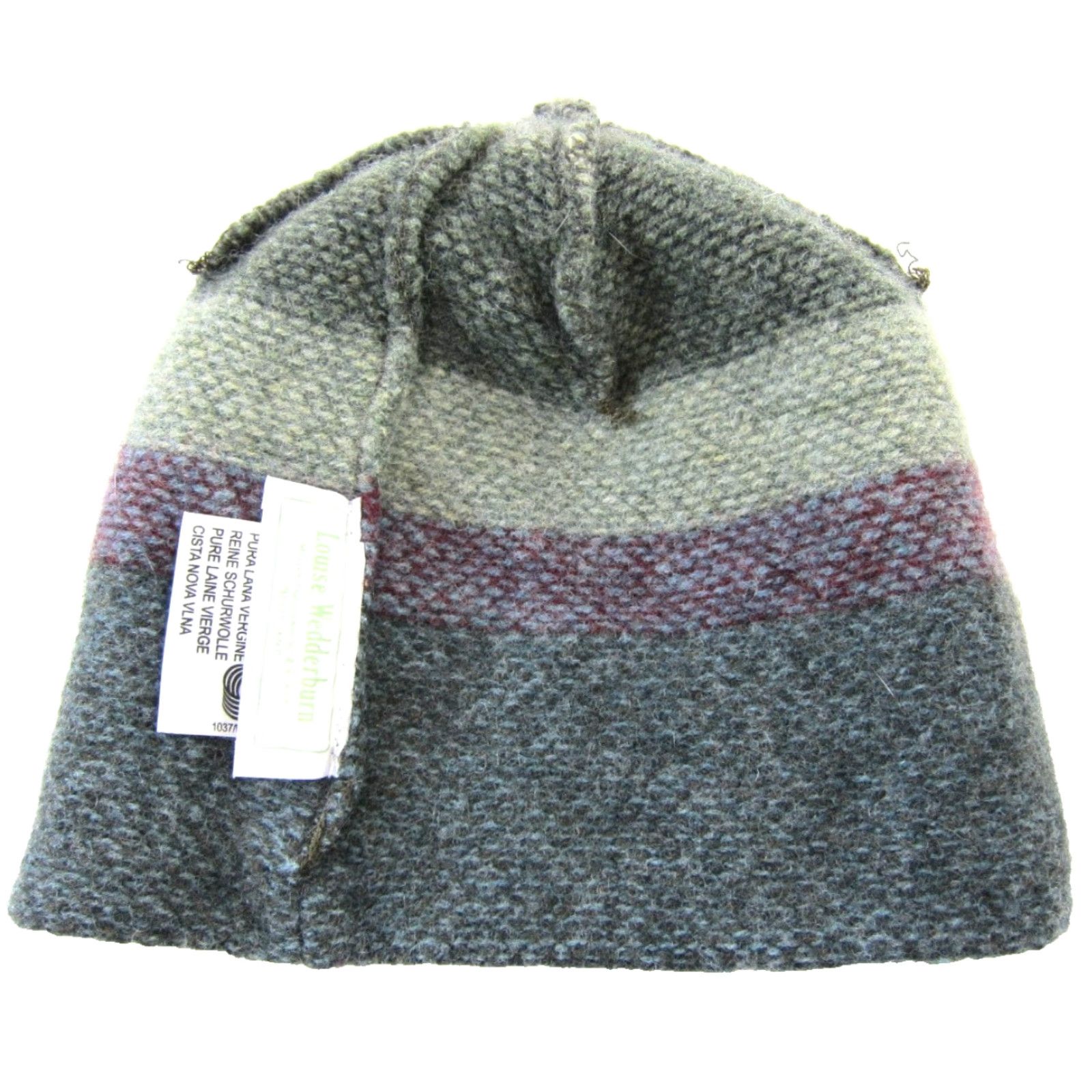Pinko Louise Wedderburn Beanie Hat Women XS Green 100% Wool Knit Pattern Striped Beanie Adults Womens XS 80s 90s Fashion Size ONE SIZE - 3 Thumbnail