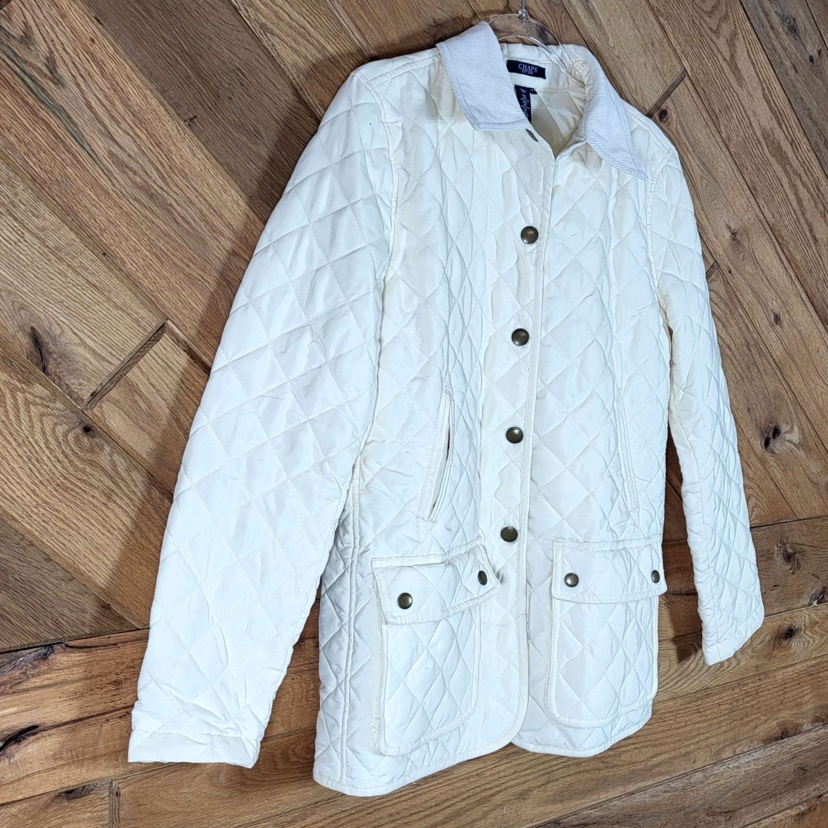 Chaps Chaps Quilted Jacket Womens M Cream Corduroy Collar Size M / US 6-8 / IT 42-44 - 2 Thumbnail