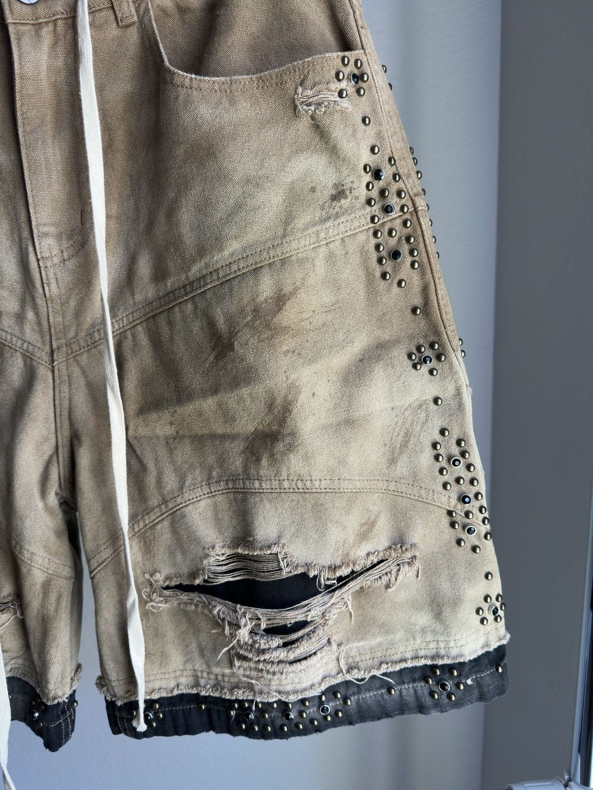 Vale Vale Cream Studded Double Jorts Size US 30 / EU 46 - 4 Thumbnail