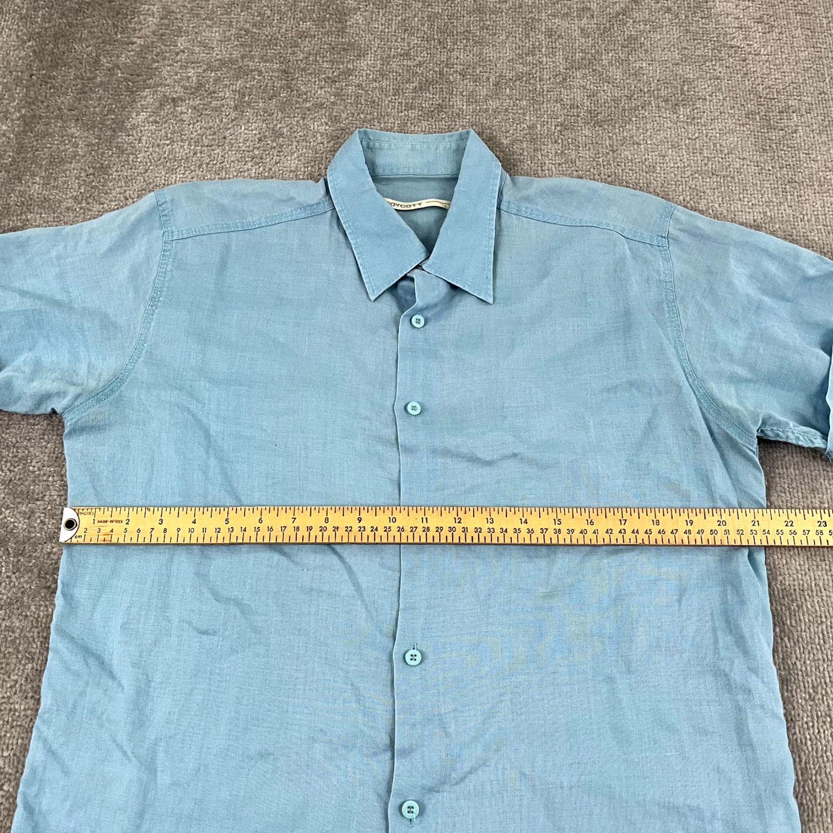 Vintage VINTAGE Boycott Men's Shirt Large Blue Linen Short Sleeve Button-Up Casual Summer Outdoor Size US L / EU 52-54 / 3 - 5 Thumbnail