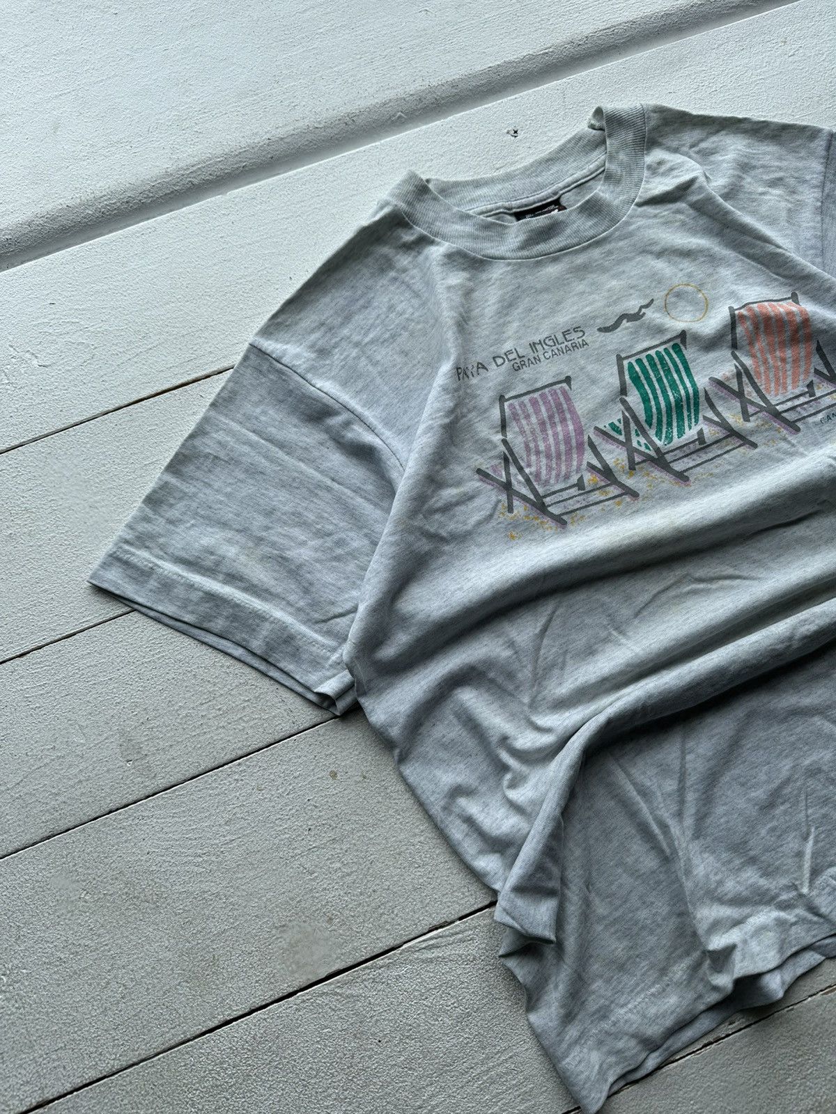 Fruit Of The Loom × Vintage 🚨VNTG Gran Canaria Shirt SINGLE STITCH Faded MADE IN USA T Size US M / EU 48-50 / 2 - 2 Thumbnail