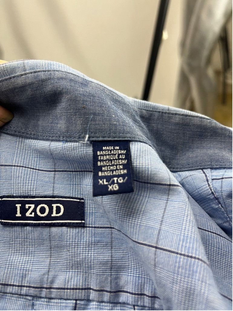 Izod IZOD Classic Fit Blue Grid Button-Down Shirt XL Size US XL / EU 56 / 4 - 4 Thumbnail