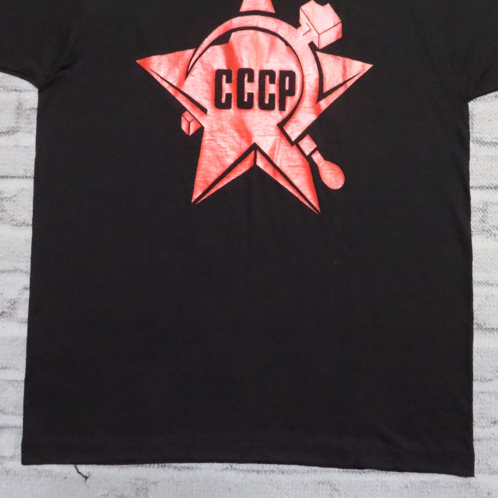 VINTAGE CCCP Soviet Union Shirt XL Mens Black 90s T-Shirt Made in USA