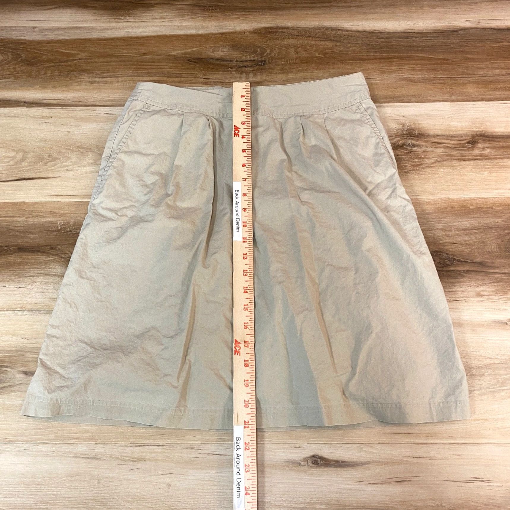 Lands' End Lands' End Skirt A-line Khaki Midi Cotton Pockets Lined Pleated Zip 4 Womens Size 27" / US 4 / IT 40 - 3 Thumbnail