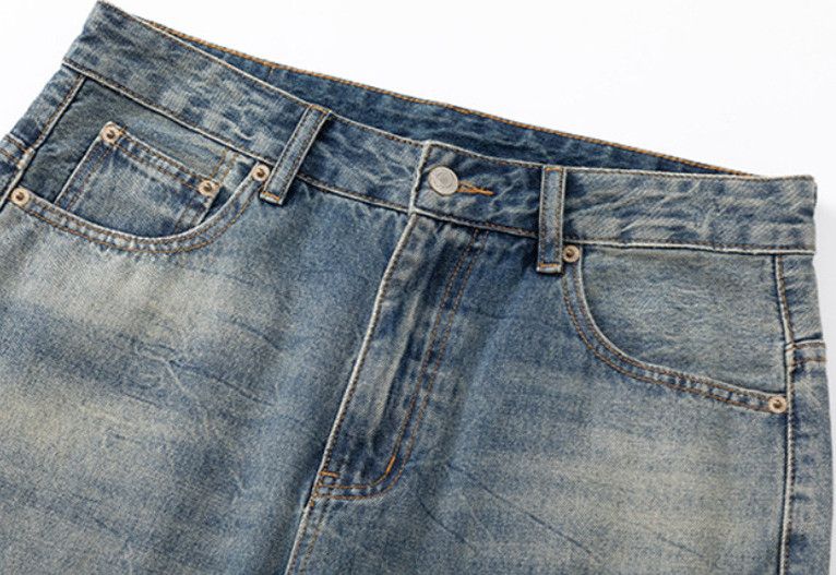 Jean Men's retro casual distressed straight jeans Size US 32 / EU 48 - 3 Thumbnail