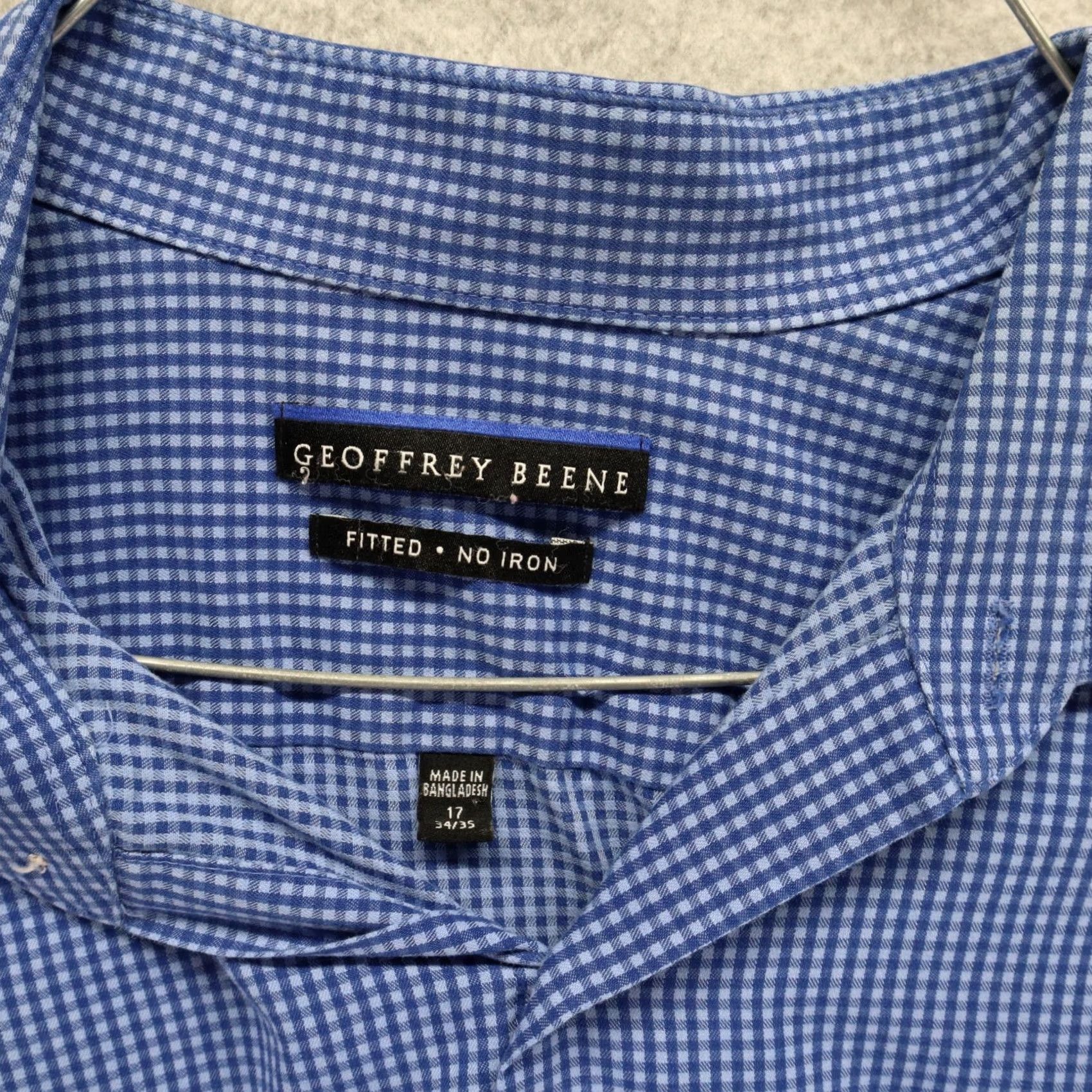 Geoffrey Beene Geoffrey Beene Shirt Mens 17 34/35 Fitted Button Up Blue Plaid Long Sleeve Size US XL / EU 56 / 4 - 3 Thumbnail