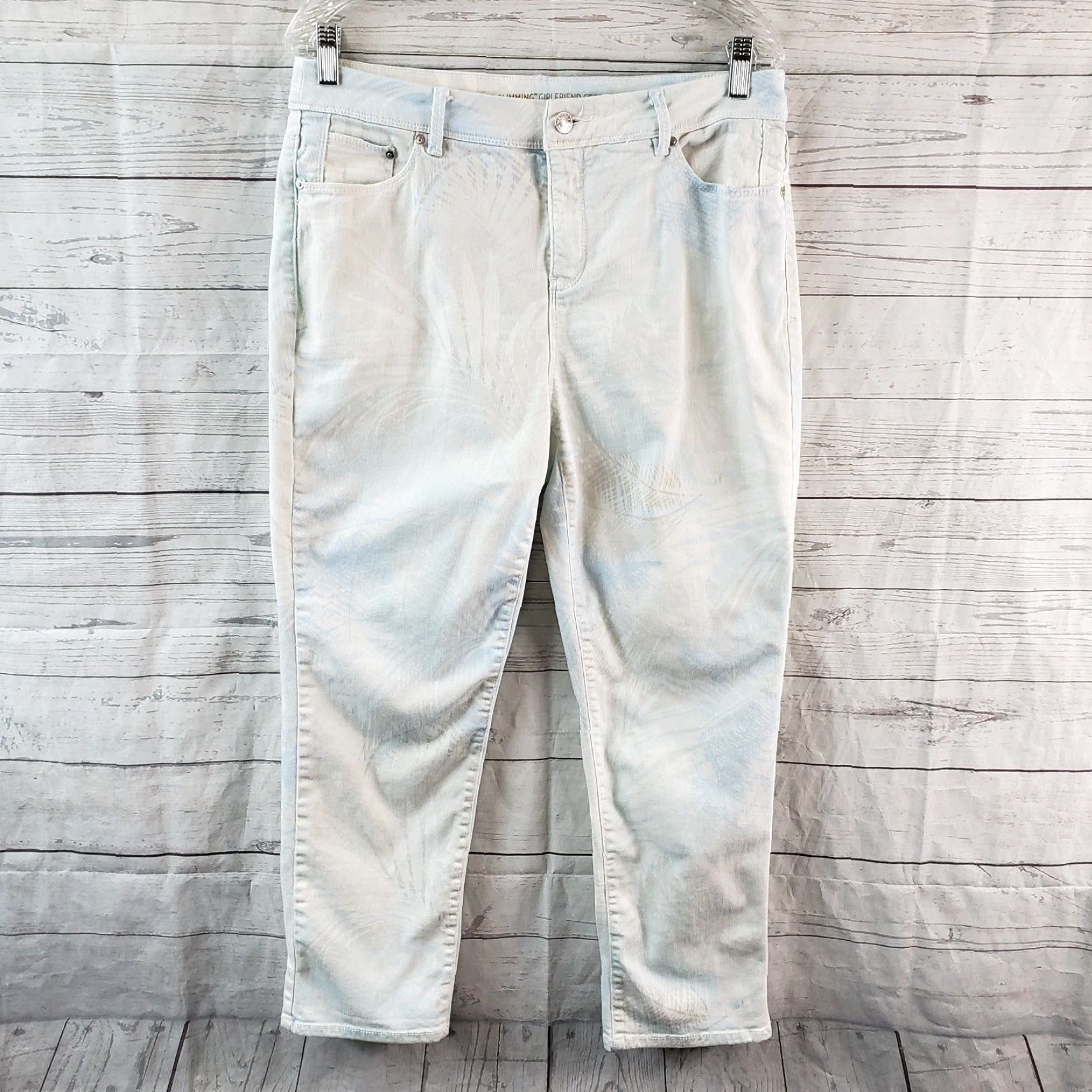 Vintage Chicos So Slimming Womens Girlfriend Crop Jeans Sz 10 Blue Gray Palms Mid Rise Size 32" / US 10 / IT 46 - 2 Thumbnail