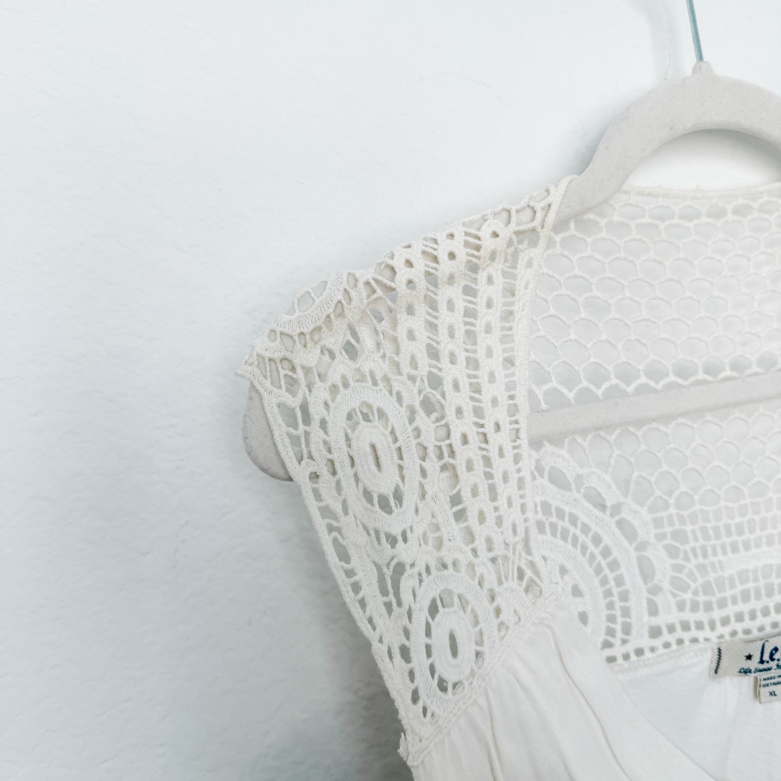 L.E.I. Y2K L.E.I. Crochet Babydoll Top White Size XL Knit Size XL / US 12-14 / IT 48-50 - 5 Thumbnail
