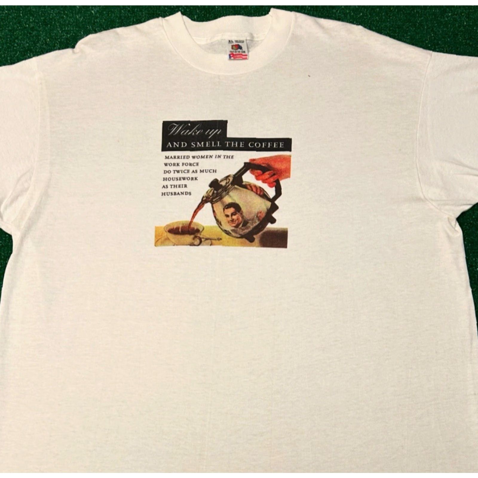 Vintage VINTAGE 90s Wake Up And Smell The Coffee Art Tee Shirt XL White Womens Mens VTG 90s Shirt Art Tee Men XL Size XL / US 12-14 / IT 48-50 - 5 Thumbnail