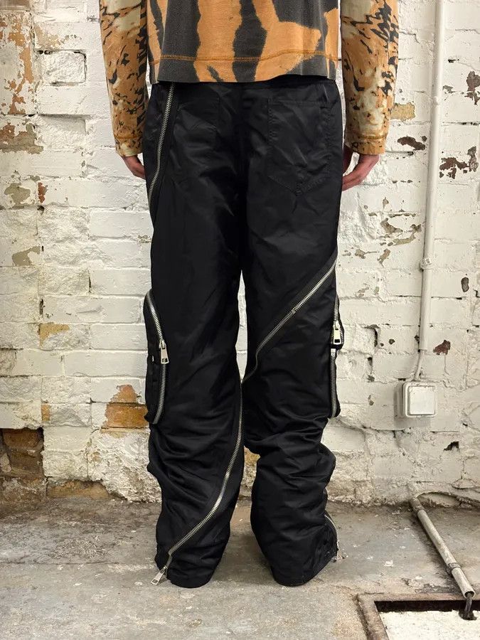 Vintage Archive Black Nylon Tornado Zip Pants Size US 32 / EU 48 - 3 Thumbnail