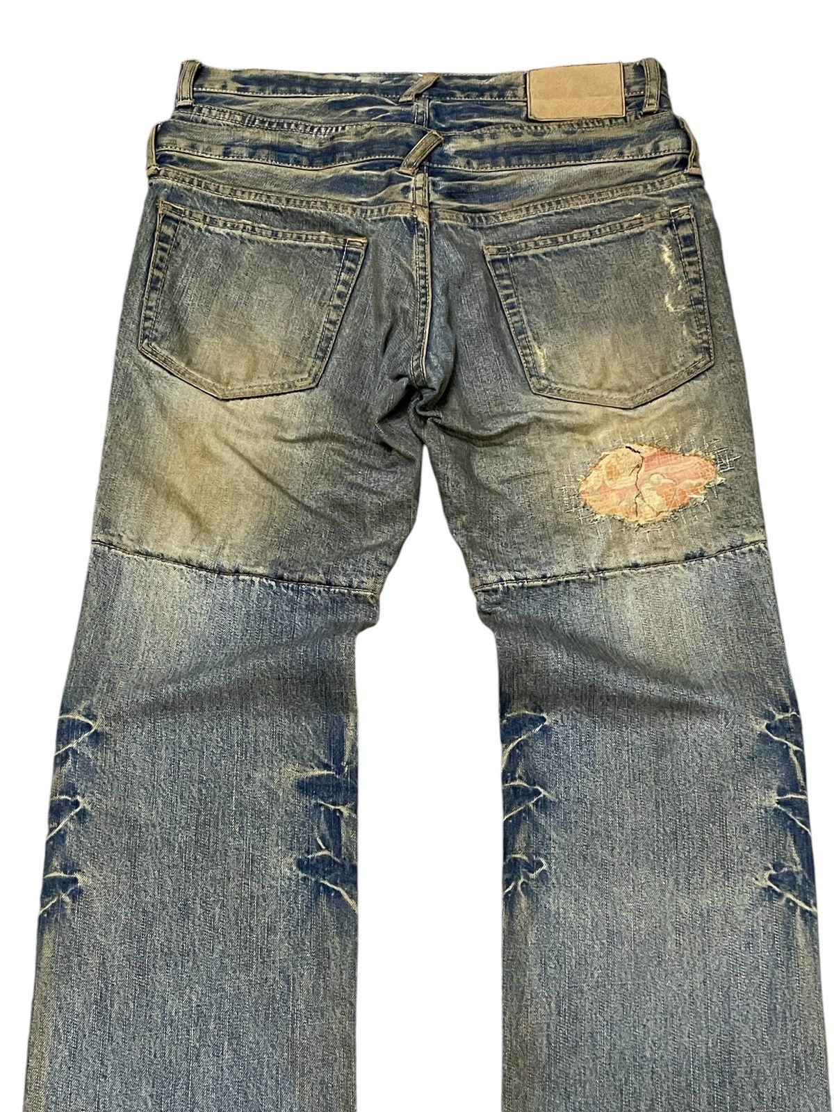 Japanese Brand Archive PPFM Pierced Mud Wash Double Waist Distressed Jeans Size US 31 - 11 Thumbnail