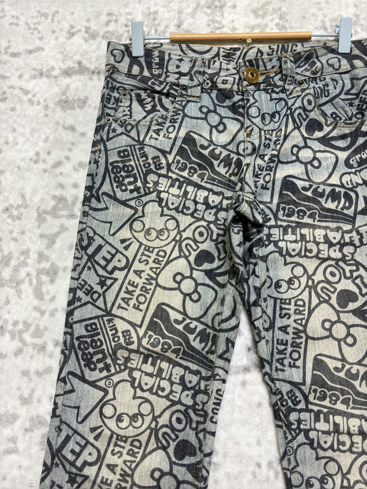 Japanese Brand Vintage Y2K Japanese Punk Denim All Over Print Jeans Size US 30 / EU 46 - 4 Thumbnail