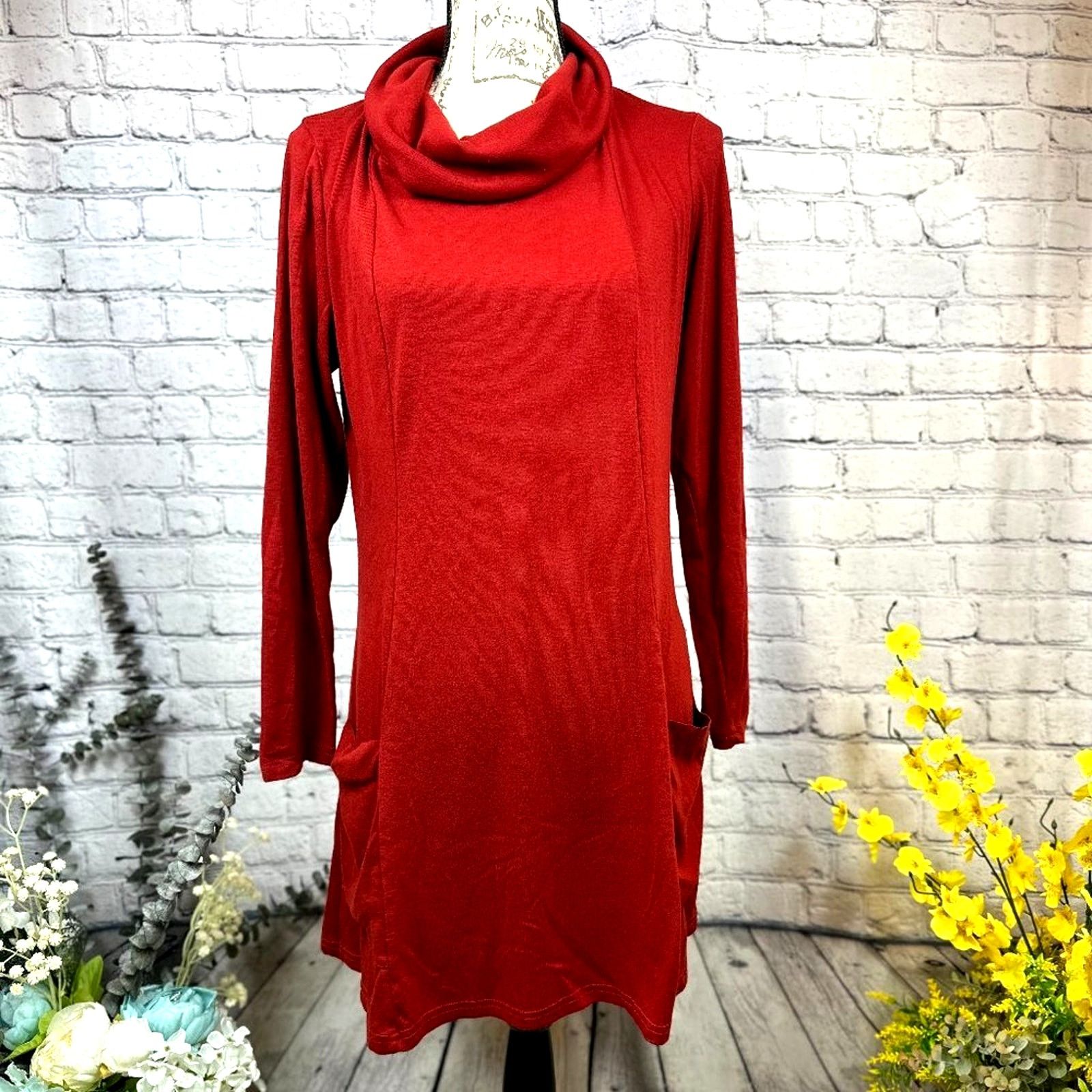 Other Long Sleeve Cowl Neck Tunic Pockets - Blood Orange - size L Size L / US 10 / IT 46 - 2 Thumbnail