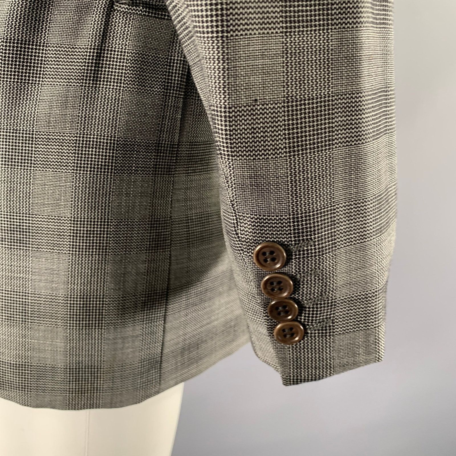 Valentino VALENTINO 38 Grey Black Glen Check Virgin Wool Sport Coat Size 38R - 5 Thumbnail