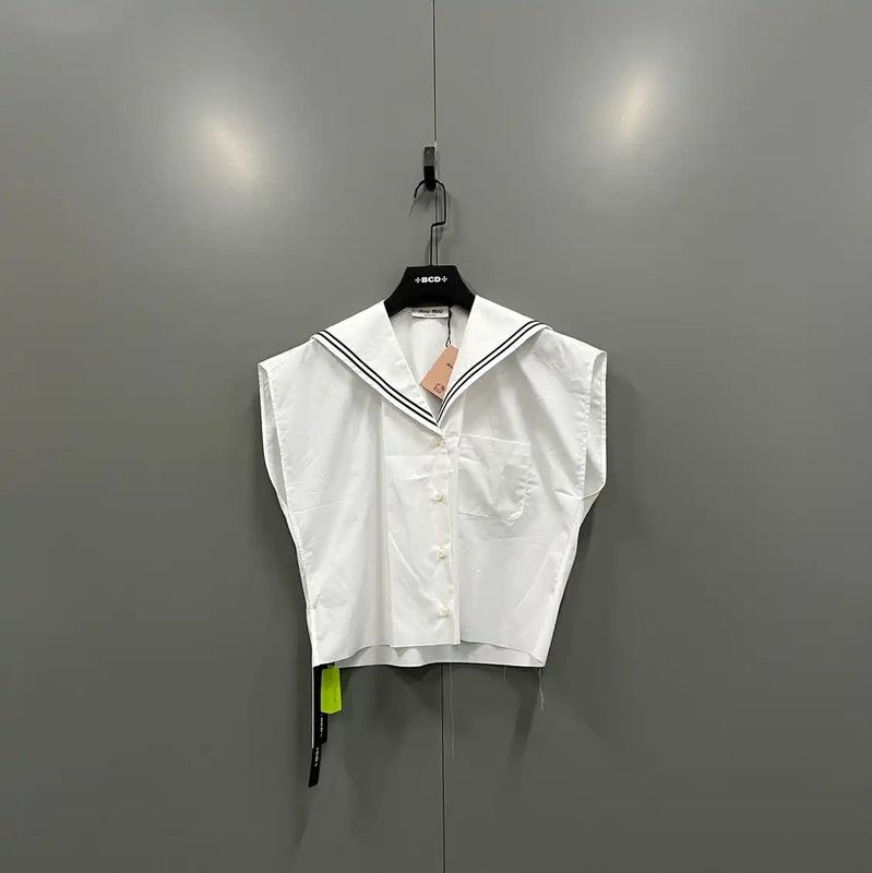 Miu Miu Summer White Cropped Shirt for Women 0089
