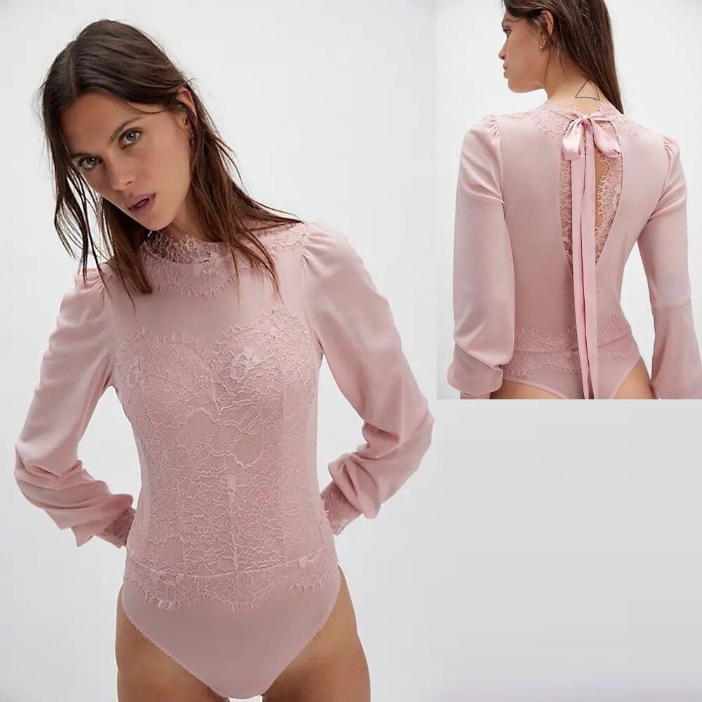 Free People New Free People Sweet Nothings Long Sleeve Peachskin Bodysu Size XS / US 0-2 / IT 36-38 - 1 Thumbnail