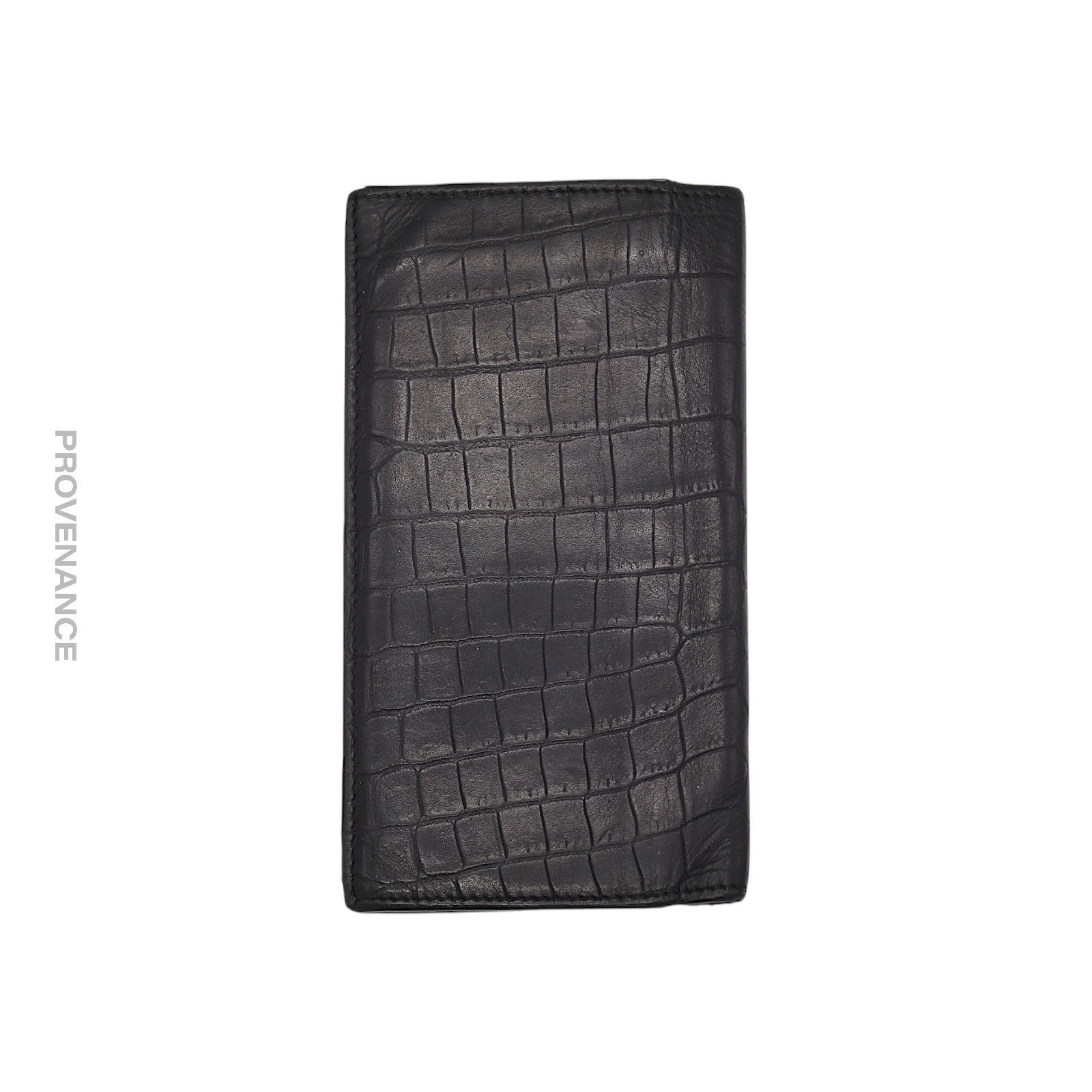 🔴 Saint Laurent Paris SLP Long Wallet - Black Croc Leather