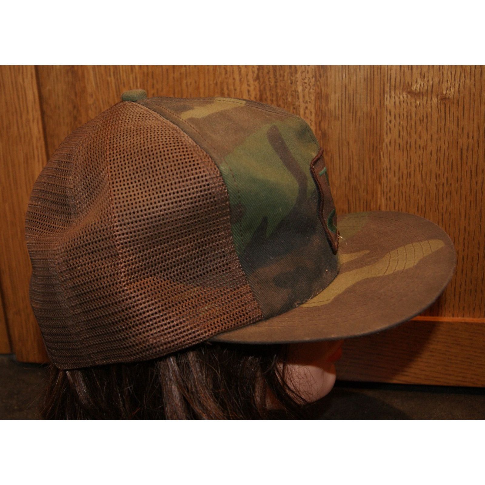 Vintage VTG Patch Brown Camo Mesh Trucker Hat Cap KProdcuts USA Size ONE SIZE - 4 Thumbnail