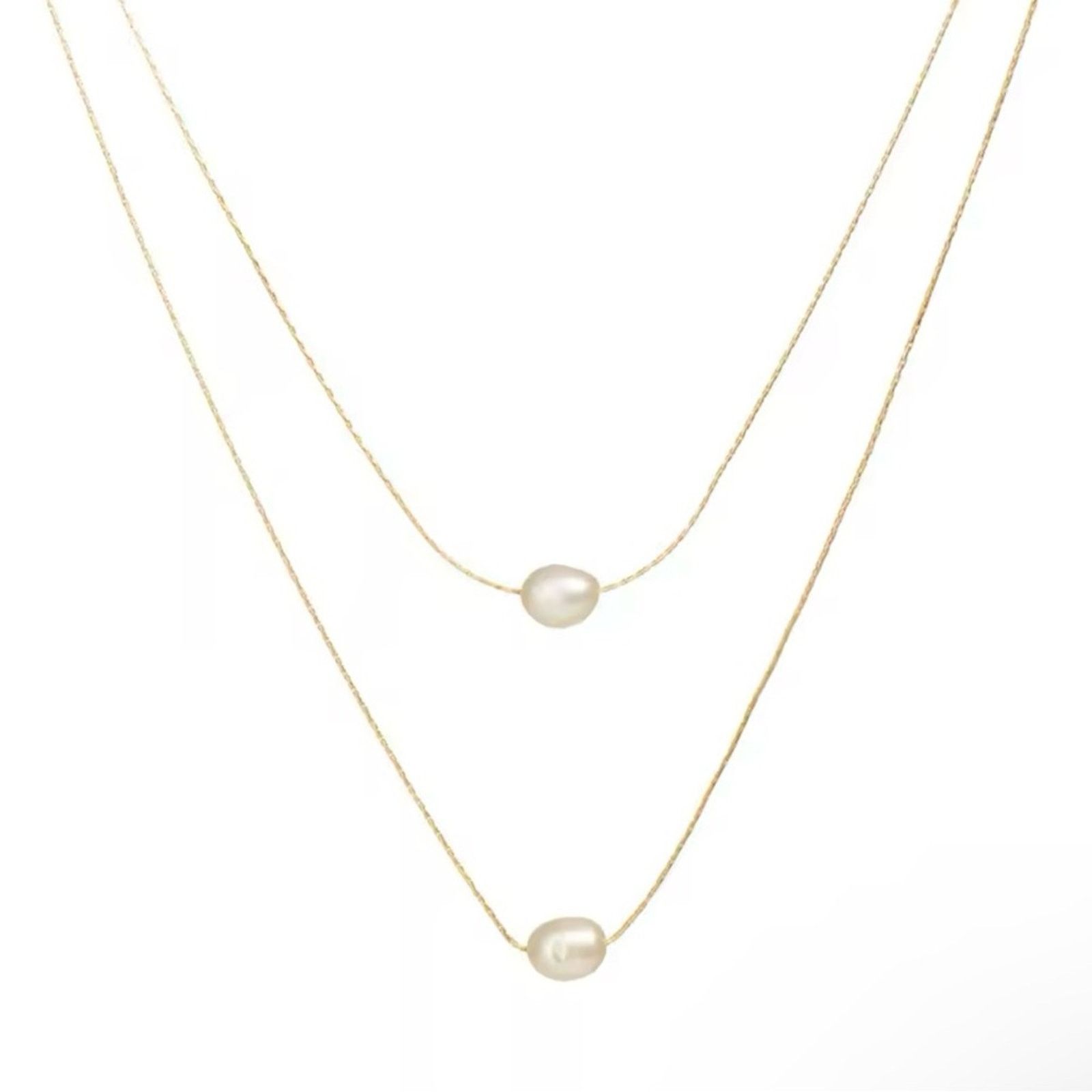Other Stainless Steel 2 Layer Natural Freshwater Pearl Chain Size ONE SIZE - 5 Thumbnail