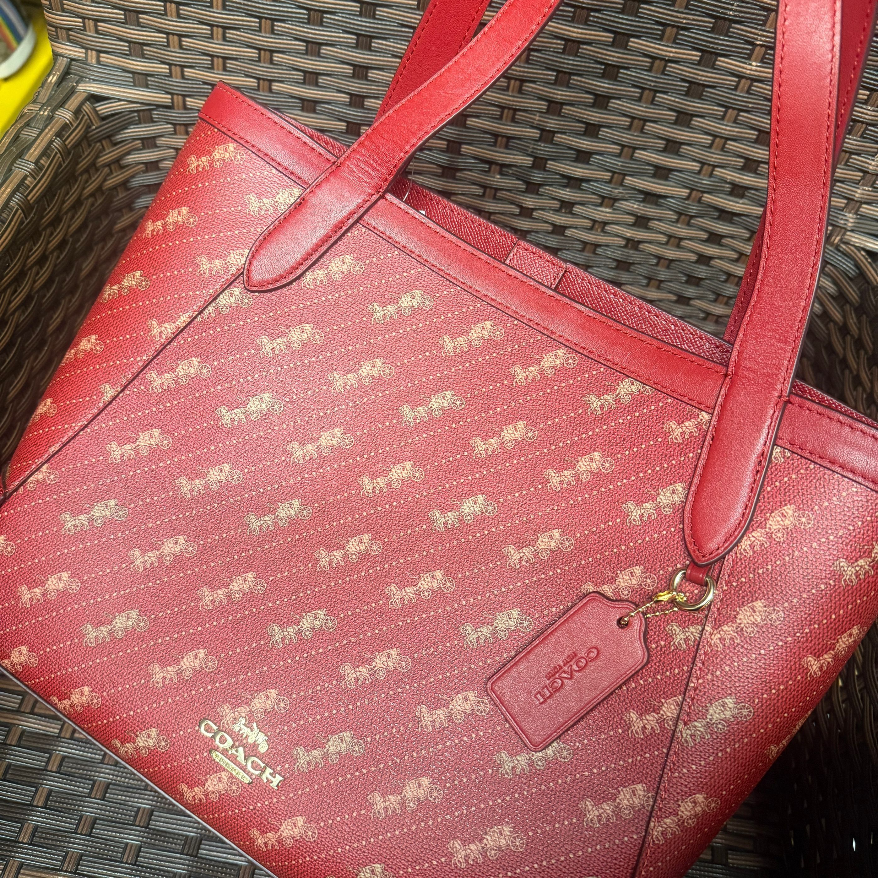 coach Tote With Horse And Carriage Dot Print c4061