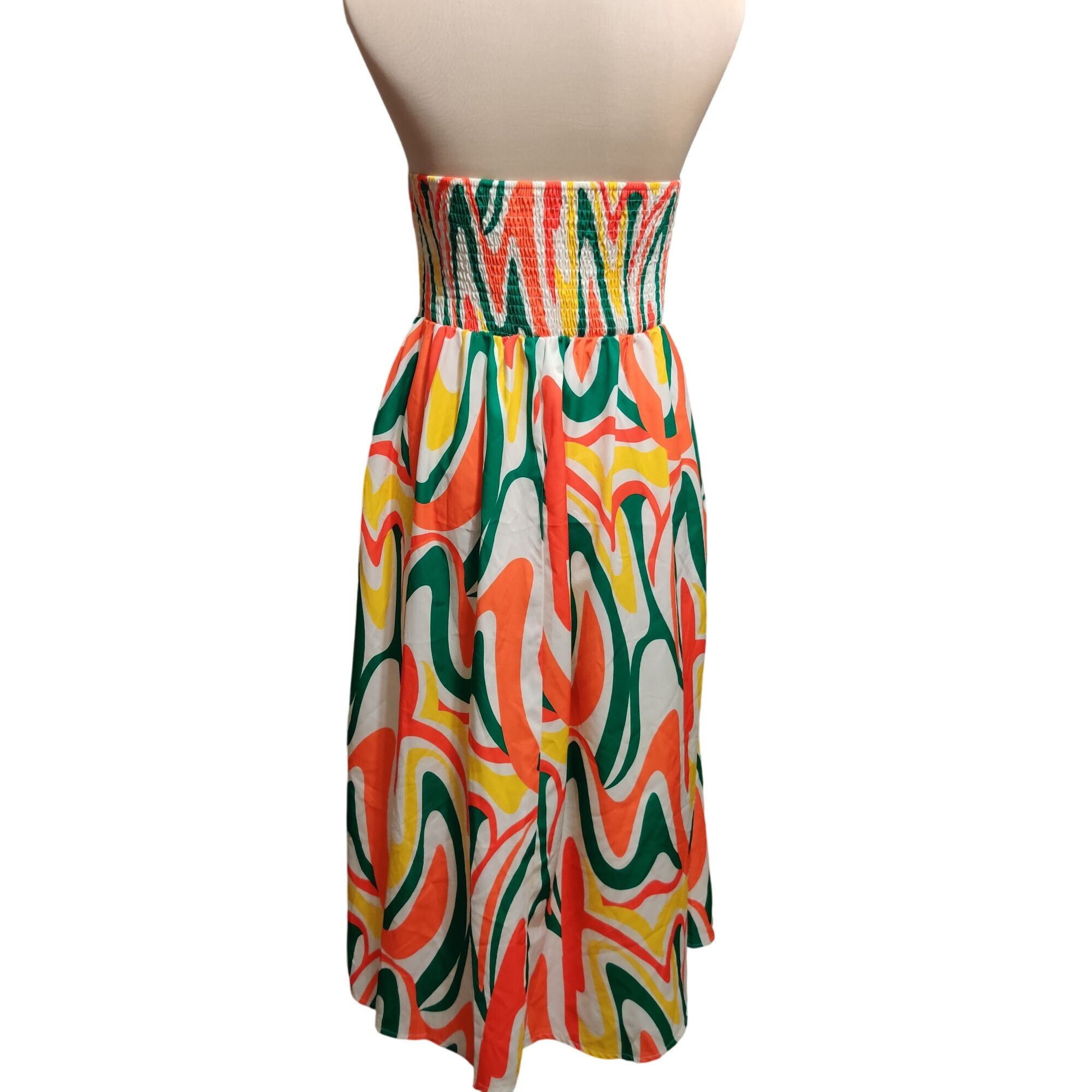 Shein Shein 8/10 Multicolor Swirl Strapless Cutout Midi Dress Tube Size L / US 10 / IT 46 - 4 Thumbnail