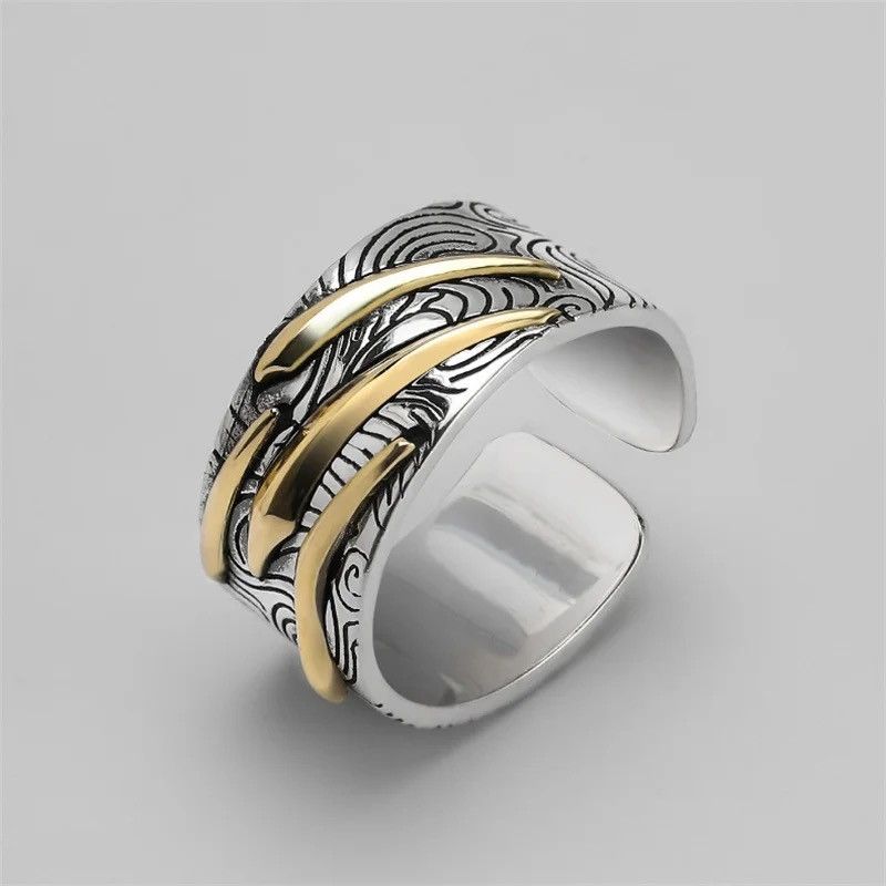 Jewelry × Vintage Gold Black Collision Index Finger Ring Silver 925 Size ONE SIZE - 5 Thumbnail
