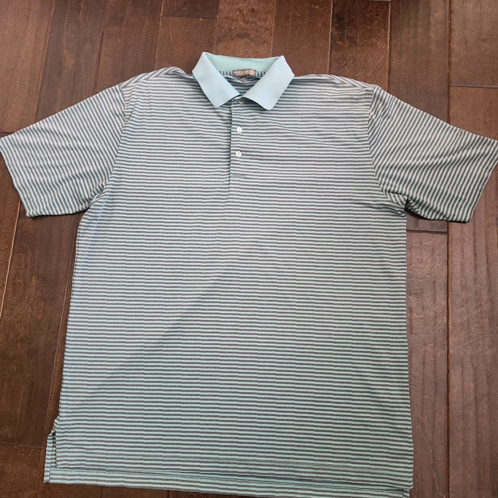 Peter Millar Peter Millar Summer Comfort Shirt Mens XL Turquoise Striped Polo Golf Atheisure Shirt Size US XL / EU 56 / 4 - 2 Thumbnail