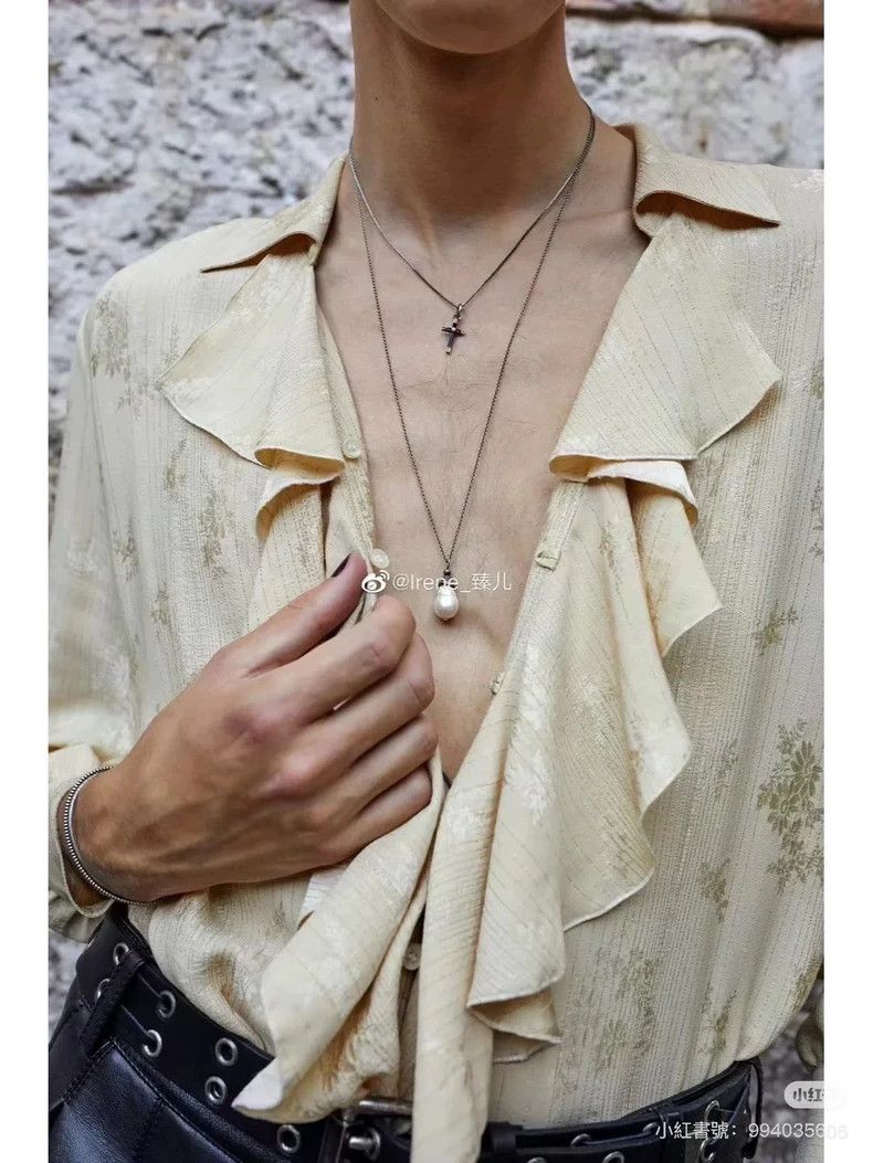 Saint Laurent Paris saint laurent paris size 38 Silk Ruffle Shirt 2503-Nextarro Size US M / EU 48-50 / 2 - 5 Thumbnail