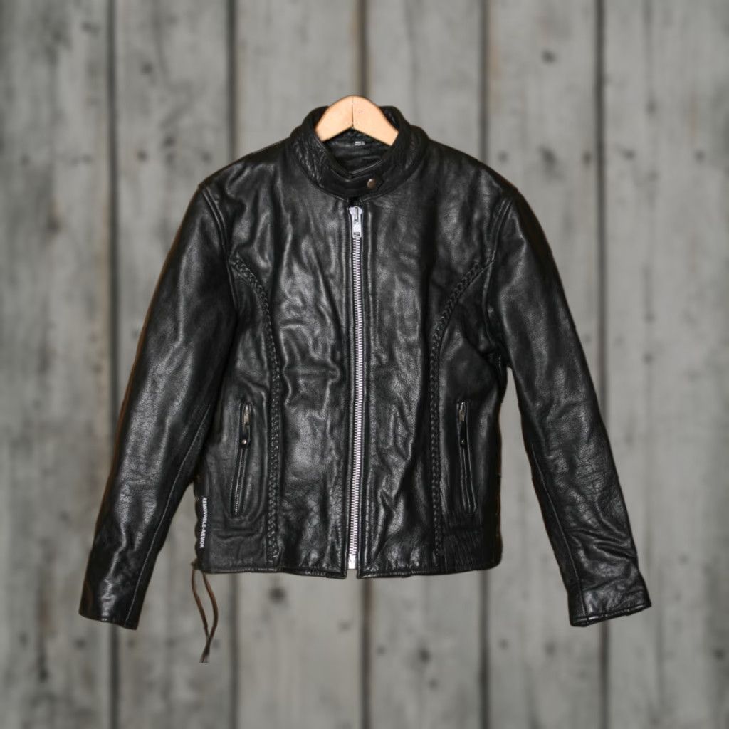 Element XELEMENT Black Leather Braided Side Lace Cafe Racer Moto Jacket Women's Sz. S Jacket Women Leather Moto Coat Shirt? Size S / US 4 / IT 40 - 1 Thumbnail