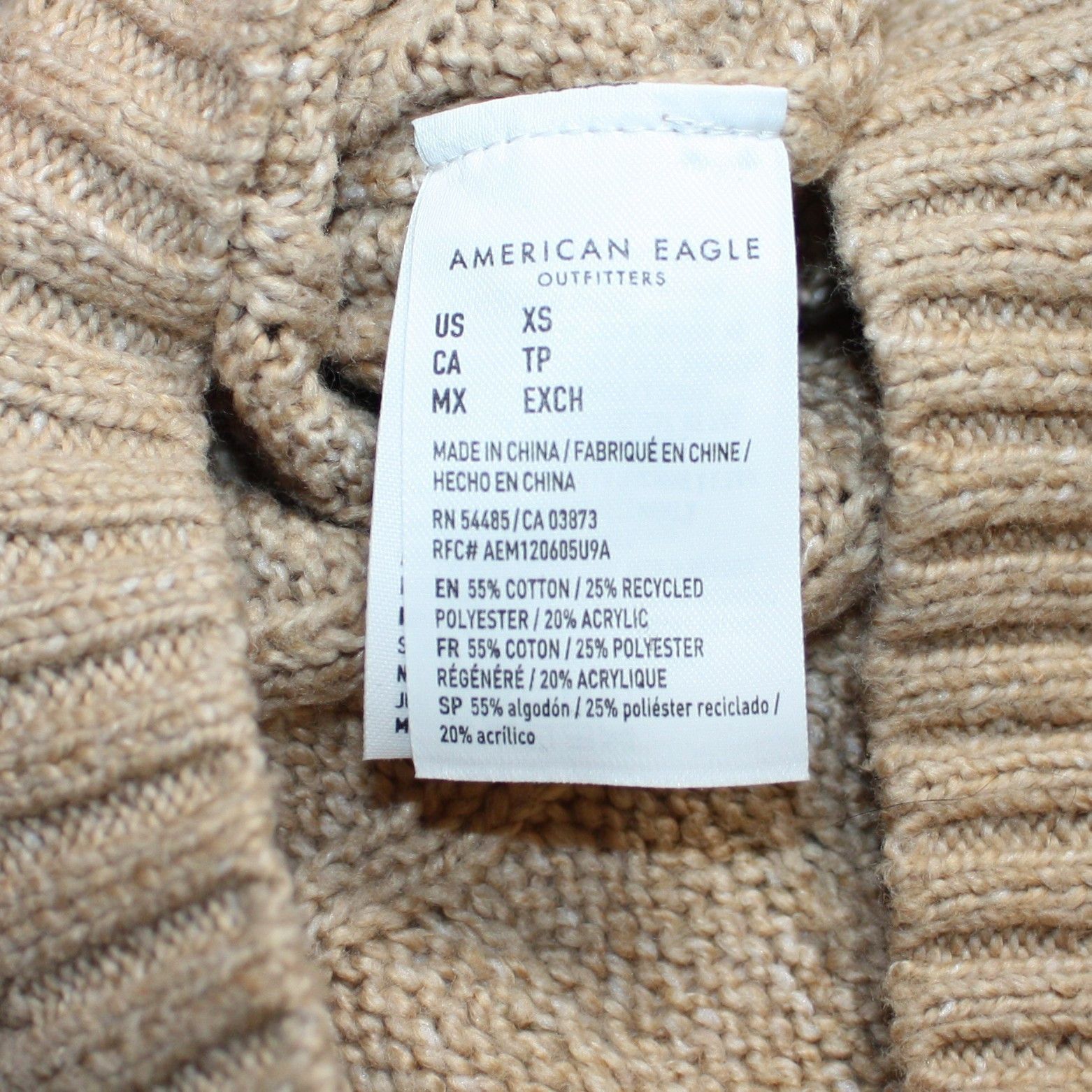 American Eagle Outfitters Cropped Cable Knit High-rise Sweater in Tan & size XS Size XS / US 0-2 / IT 36-38 - 5 Thumbnail