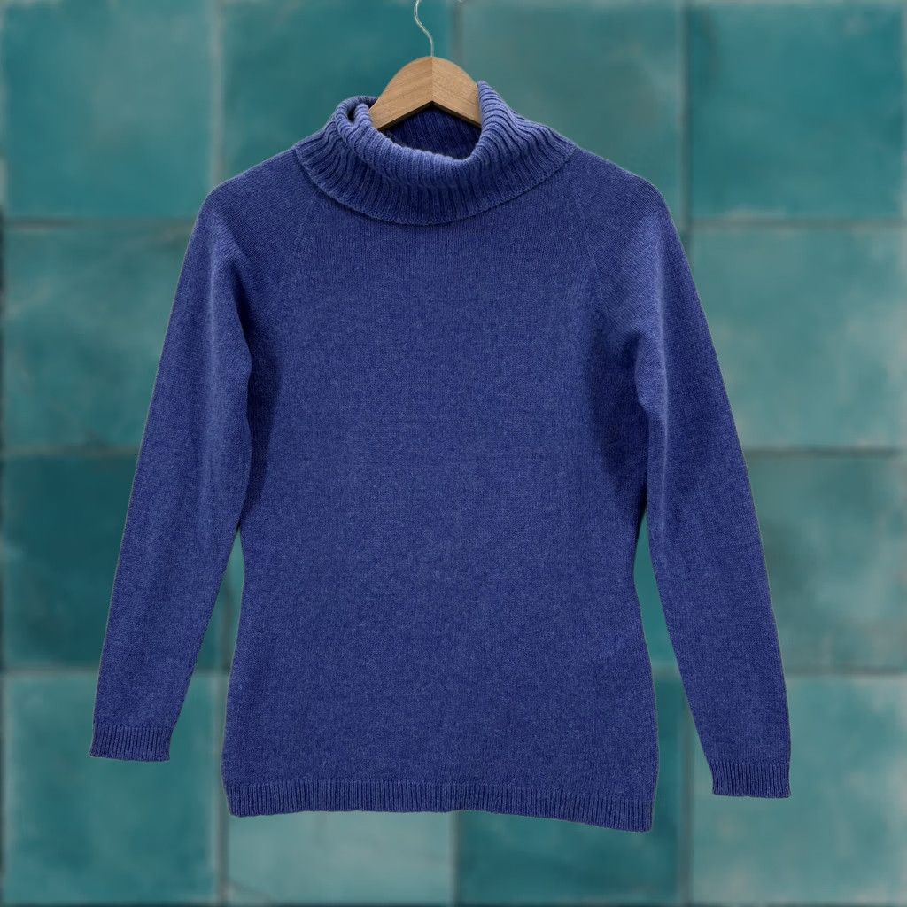 Vintage IL Forte Del Cashmere Sweater Womens Small Blue 100% Cashmere Turtleneck Knit Pullover Raglan Sleeve Size S / US 4 / IT 40 - 1 Thumbnail