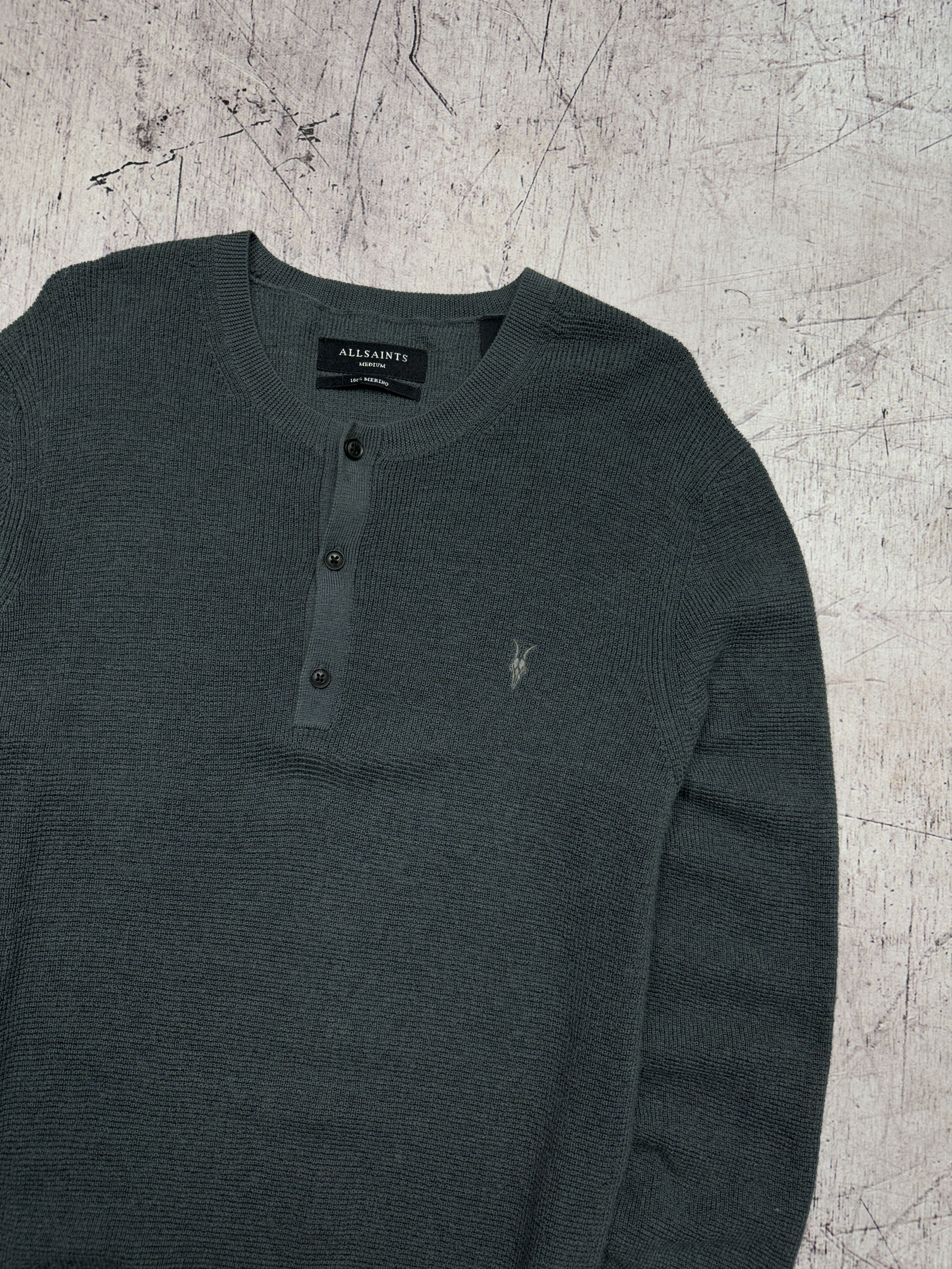 Allsaints Allsaints Mens Merino Wool Ivar Henley Sweater Size US M / EU 48-50 / 2 - 2 Thumbnail