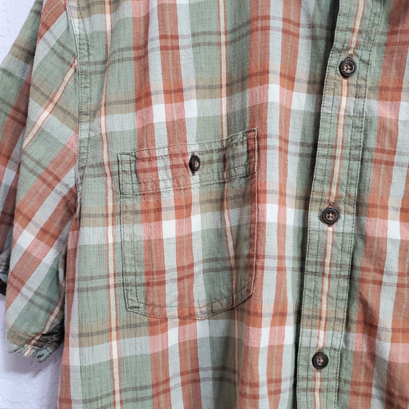 Toad&Co Toad & Co Shirt Men XL Green Orange Plaid Cotton Smythy Short Sleeve Button Down Size US XL / EU 56 / 4 - 5 Thumbnail