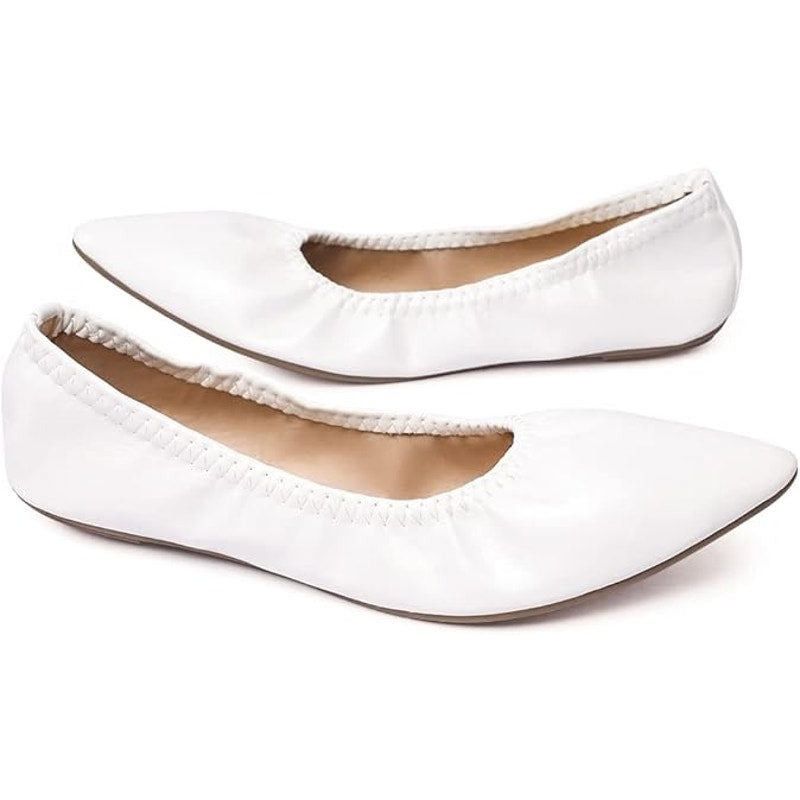 Other LM Women's Size 7 White Faux Leather Pointy Toe Flats Size US 7 / IT 37 - 4 Thumbnail