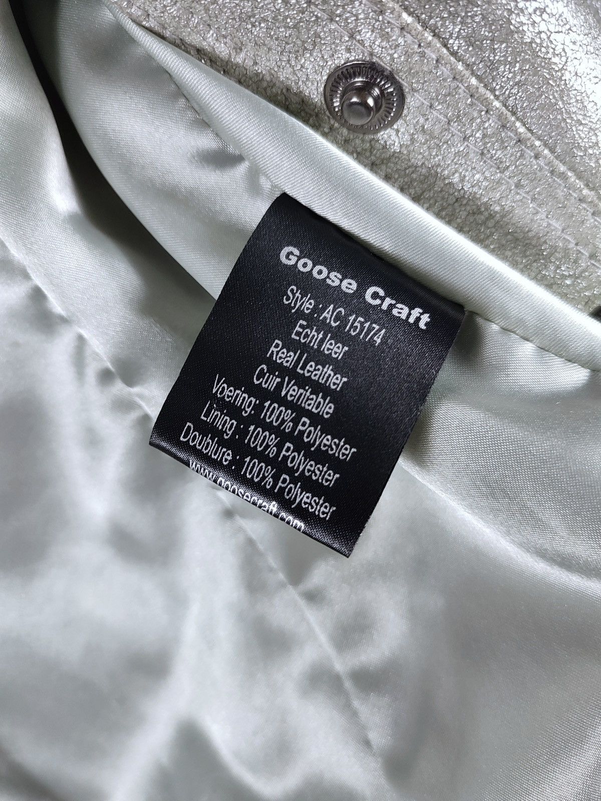 Genuine Leather Goosecraft Crackle Silver Astro Leather Jacket-Shirt Size S / US 4 / IT 40 - 8 Thumbnail