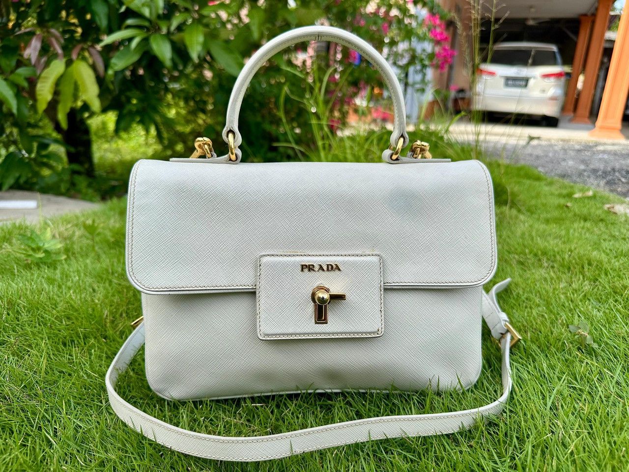 Prada Authentic Prada Saffiano Leather Crossbody Satchel Size ONE SIZE - 1 Thumbnail