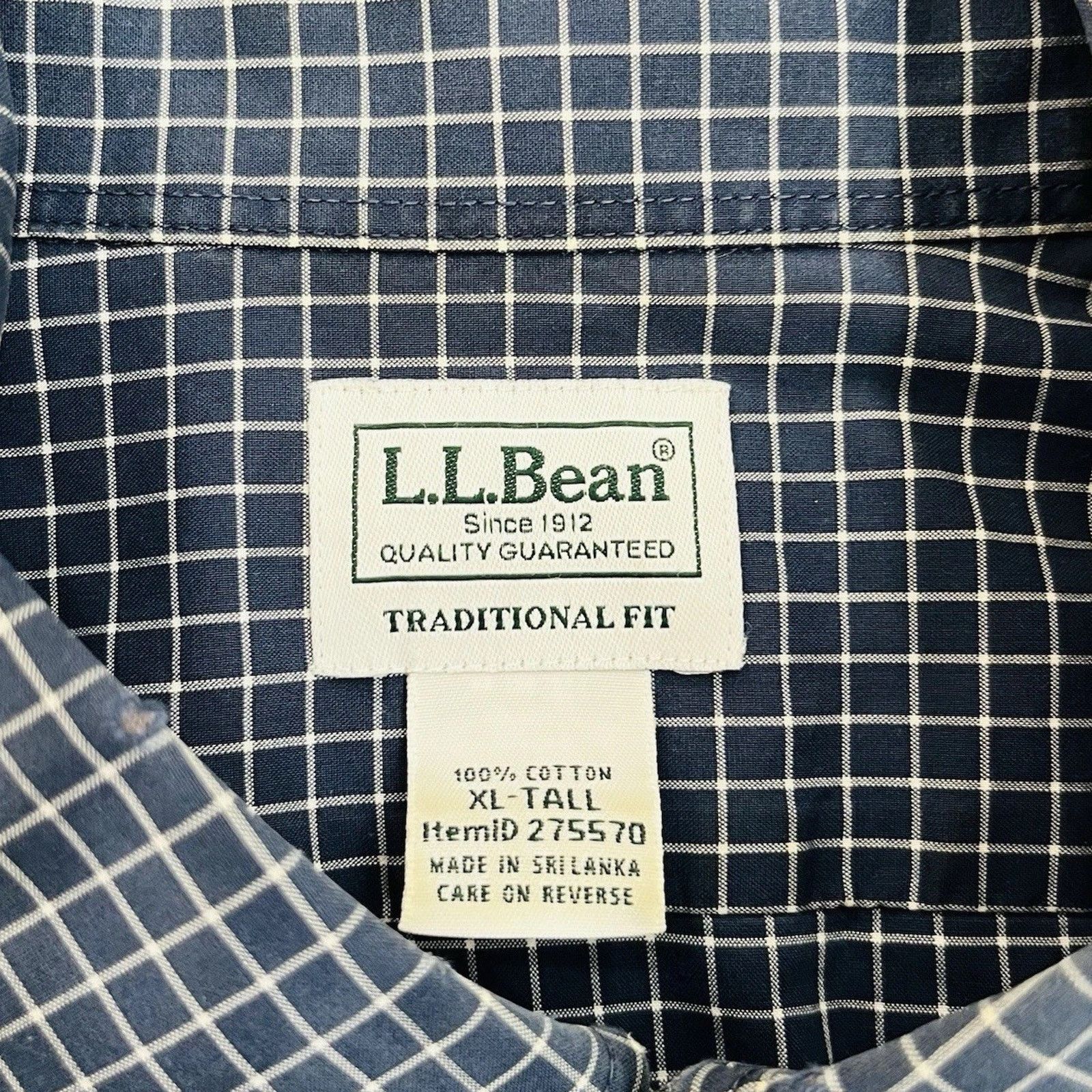 L.L. Bean LL Bean Blue Office Checkered Cotton Shirt XL Size US XL / EU 56 / 4 - 4 Thumbnail