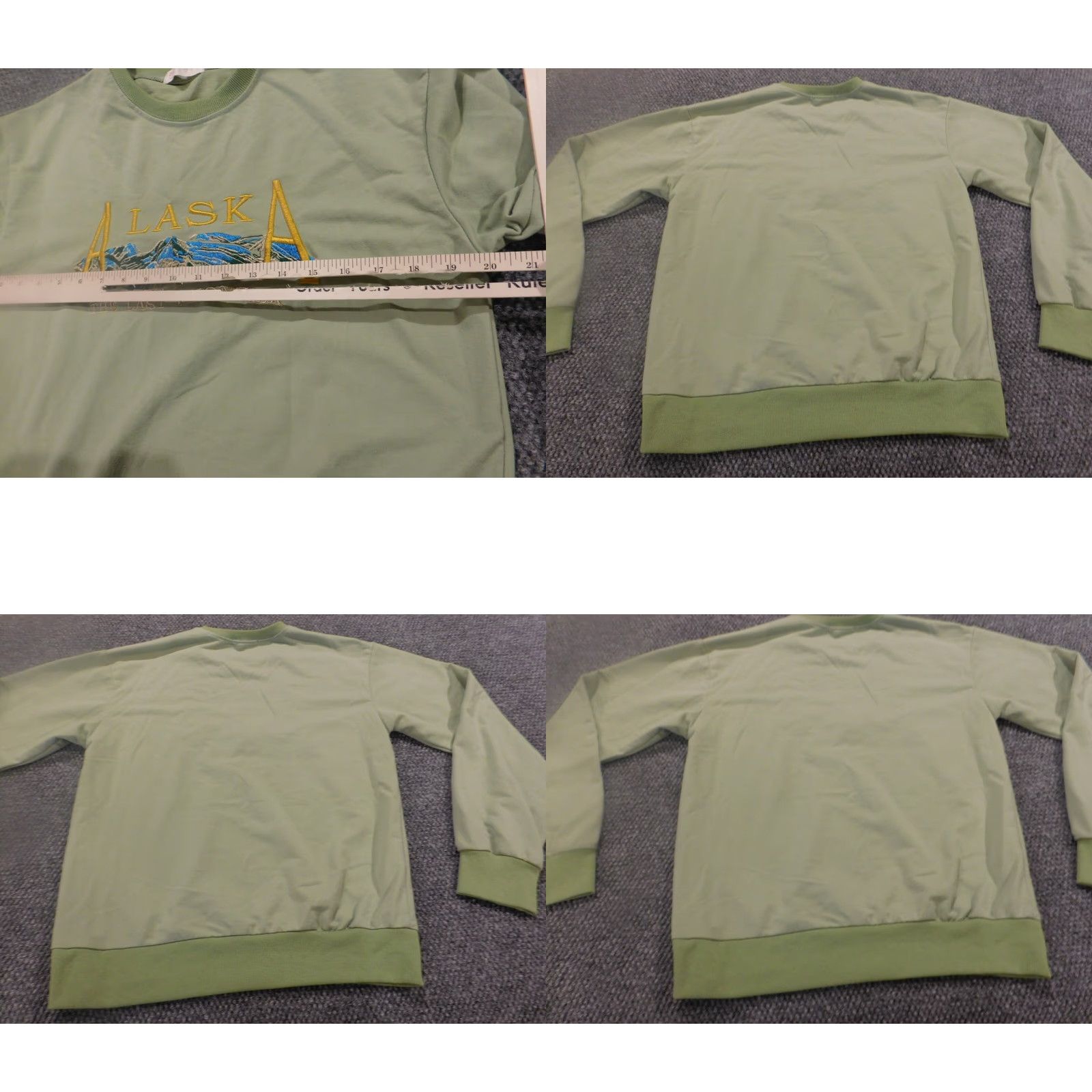 Vintage ROMWE Sweater Crew Neck Pullover Long Sleeve Medium Women Green Cotton Polyester Knit Ruffle Modern All Seasons Size M / US 6-8 / IT 42-44 - 8 Thumbnail