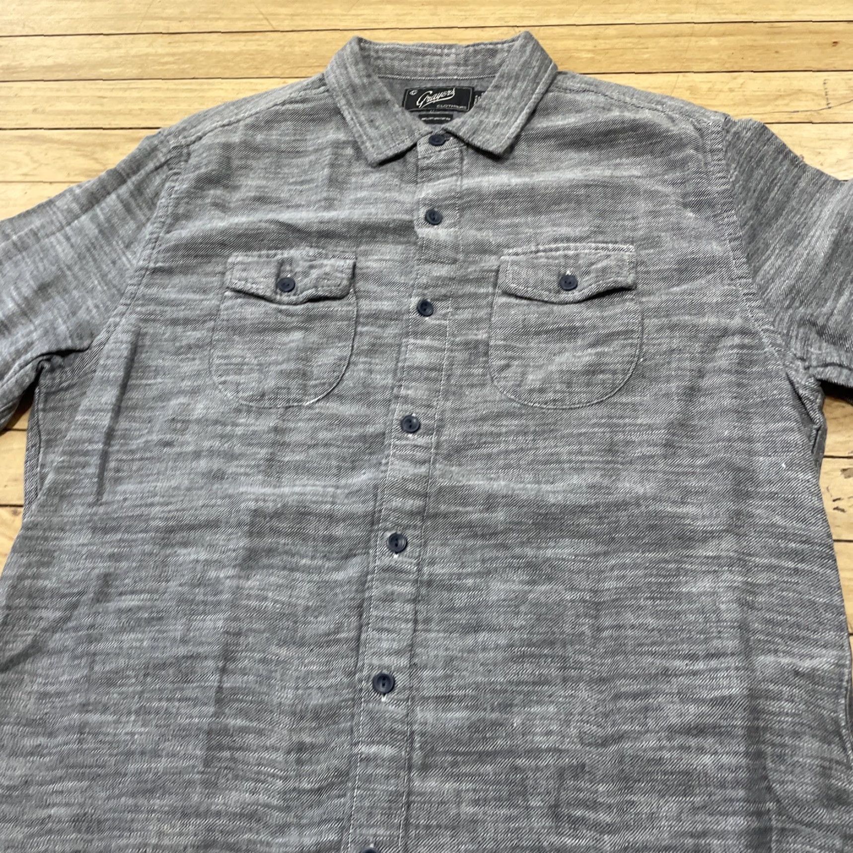 Grayers VINTAGE Grayers Heritage Flannel Shirt Mens Large Solid Gray Button Front Double Pockets Size US L / EU 52-54 / 3 - 4 Thumbnail